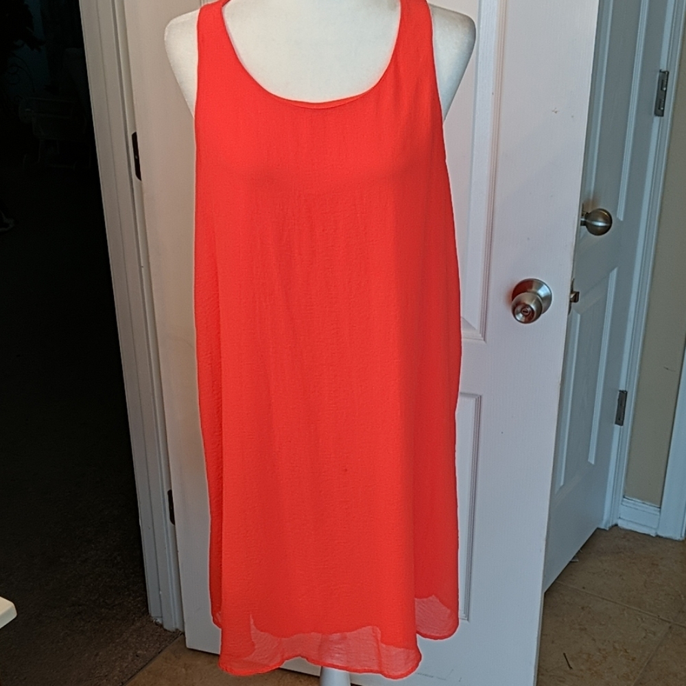 Coral double lined flowy sundress.